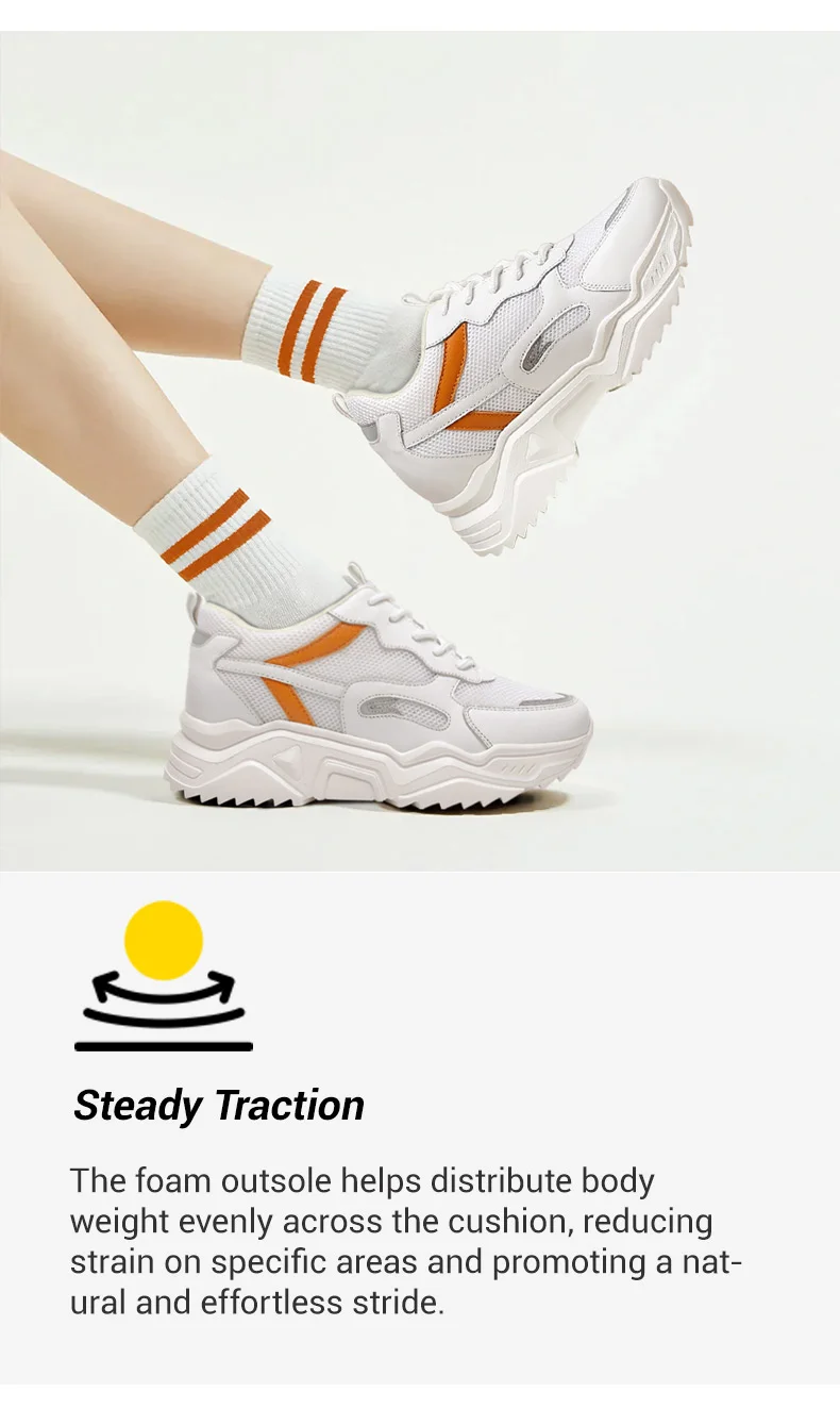 Elevator Sneakers For Women - Hidden High Heel Shoes - White Mesh Sneakers With Orange Accents 10 CM / 3.94 Inches     03