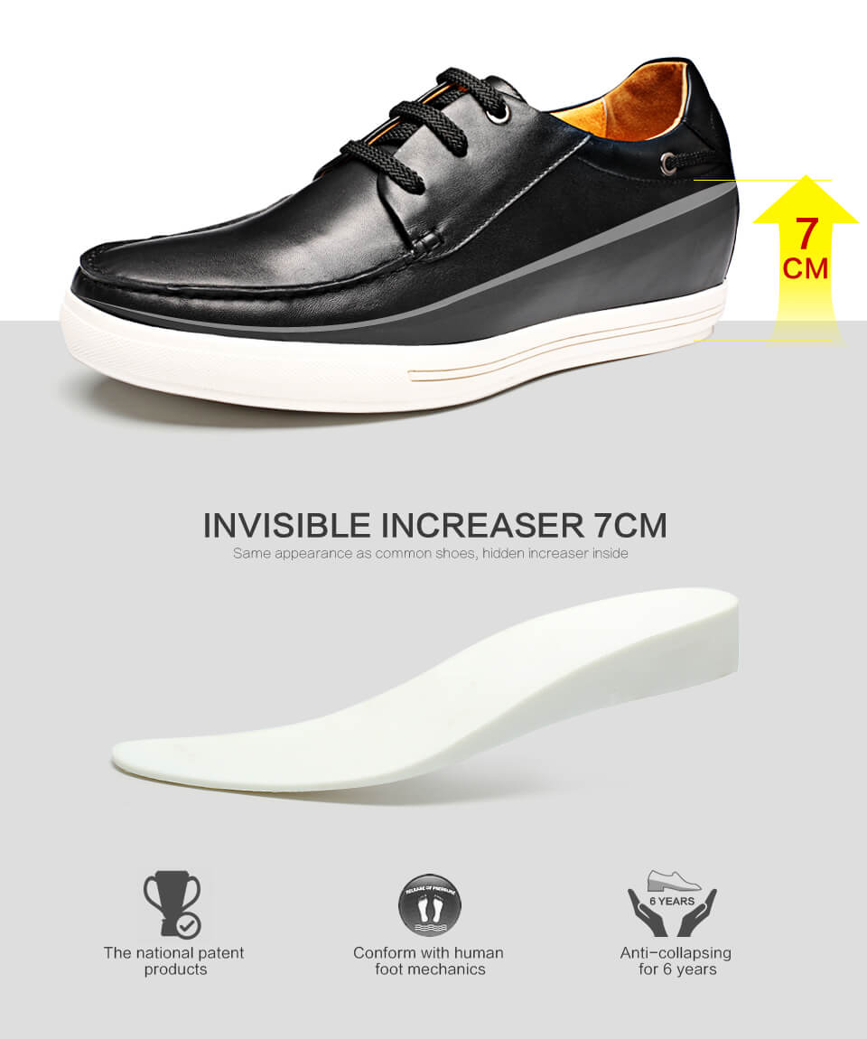 Black Cow Leather Increase Height Men Casual Shoes To Make You Taller 2 ...