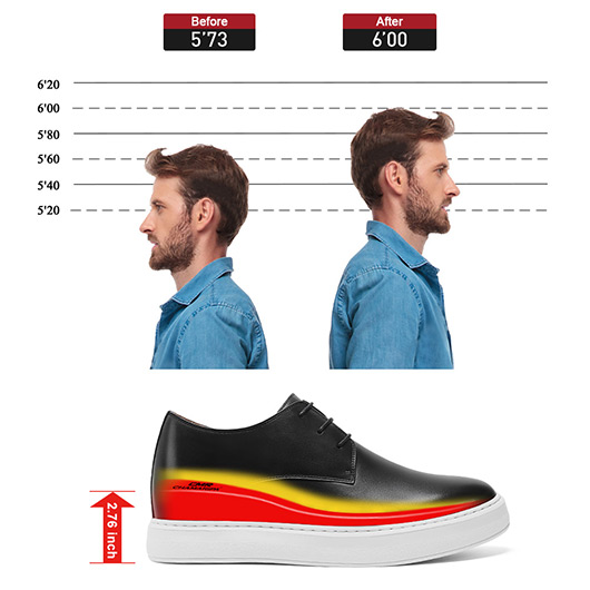 Height Increasing Shoes For Men - Shoes That Increase Your Height - Men's Black Casual Sneakers 2.76 Inches