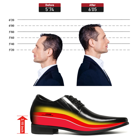Chamaripa Black Height Incrasing Elevator Shoes Occident Dress Shoes Make You Taller 3.15 Inches H62D11K011D