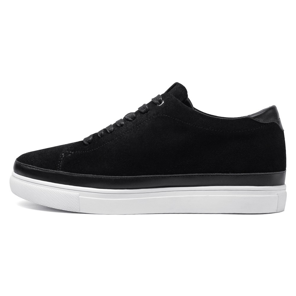 Chamaripa Shoes Canada - Tallmenshoes Canada - Height Boosting Shoes - Black Suede Mens Sneakers That Make You Taller 2.76 Inches / 7CM