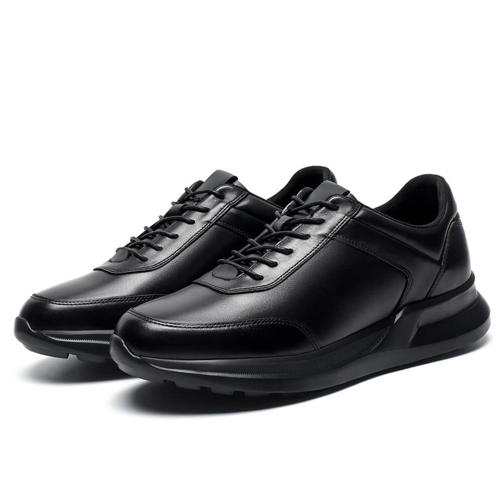 CMR CHAMARIPA Tallmenshoes Canada -  Height Increasing Sneakers - black leather elevator sneakers 2.76 inches / 7CM taller