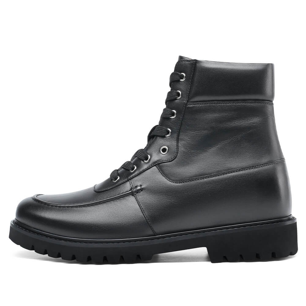 Chamaripa Shoes Canada - Hidden Mens High Heel Boots - Mens Boots That Make You Taller - Black Casual Boots 3.15 Inches / 8 CM