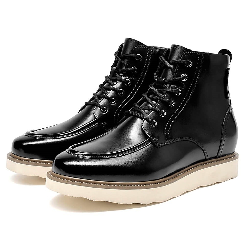 Chamaripa Height Increasing Boots for Men Black Casual Lace up Boots ...