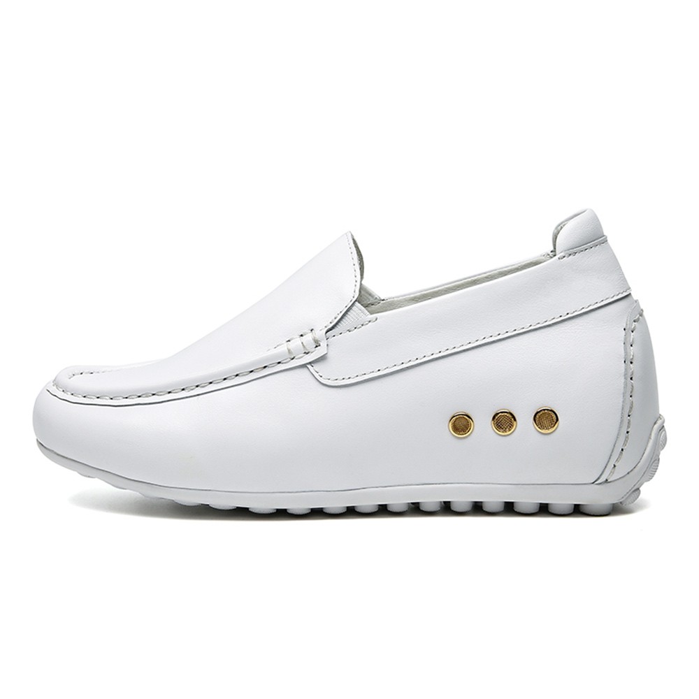 Height Increasing Driving Loafer for women White Slip on Elevator Shoes ...