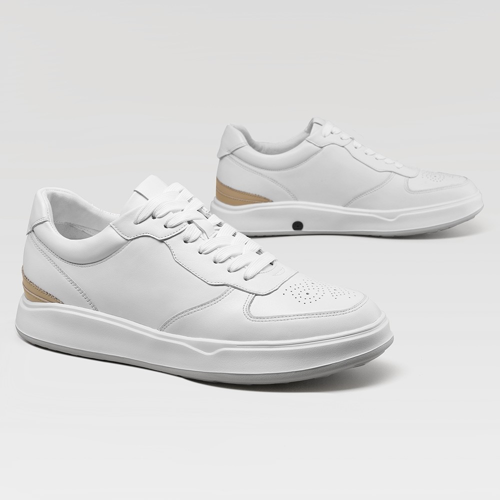 Witte sneakers met sleehak hot sale