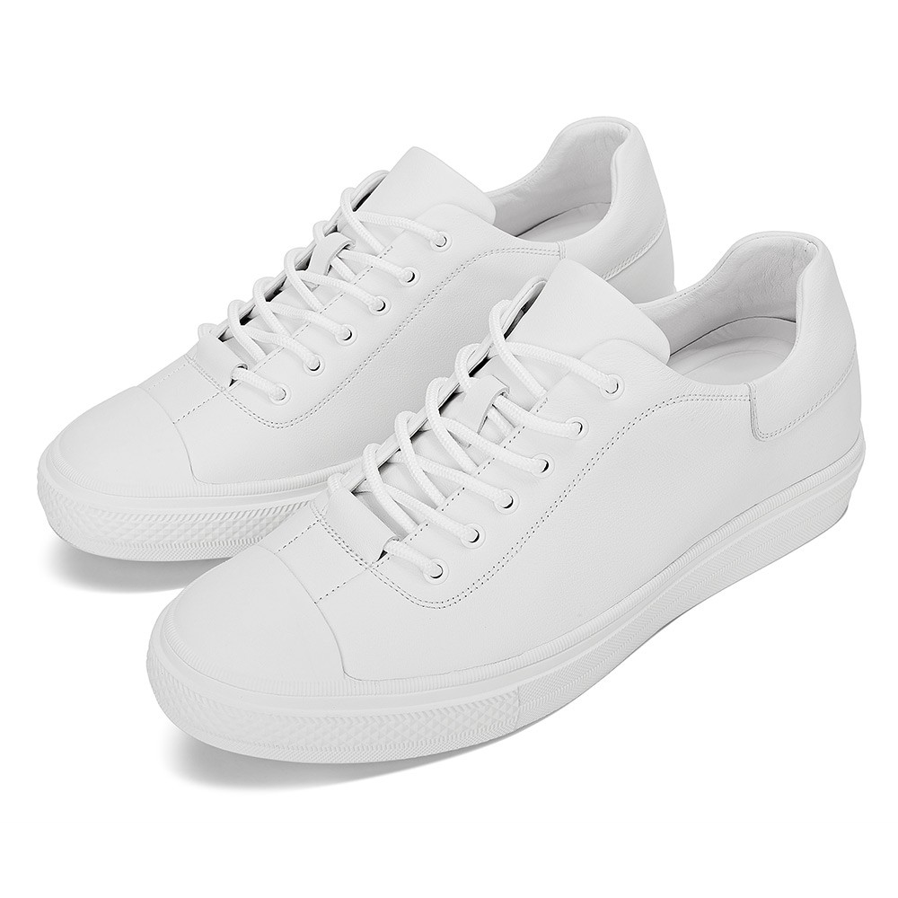 Elevator Shoe For Men - Height Increasing Sneakers - White Casual Shoes 6cm