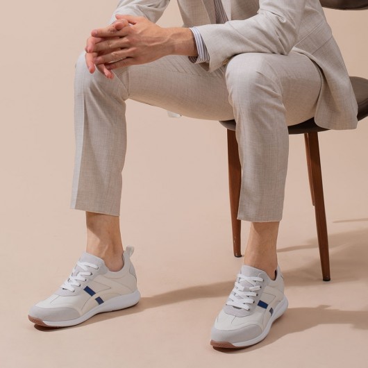 CHAMARIPA con plataforma hombre - con alzas - blanco cuero zapatos casuales 7 CM Más Alto