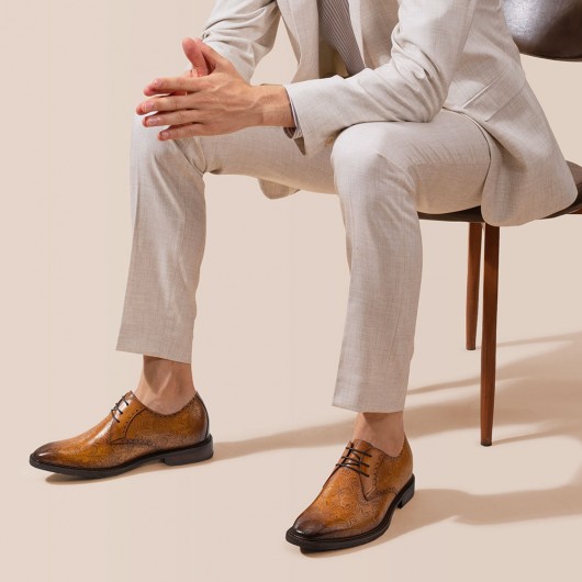 semestre proteger Treinta zapatos con alzas para hombres - zapatos de vestir hombre altos - Zapatos de  cuero marrón pintados a