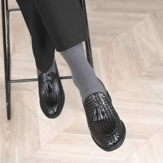 Scarpe mocassini per uomo, pelle naturale nera - P1736