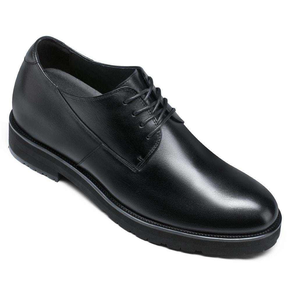 raised shoes - high increase shoes - black leather men's derby dress ...